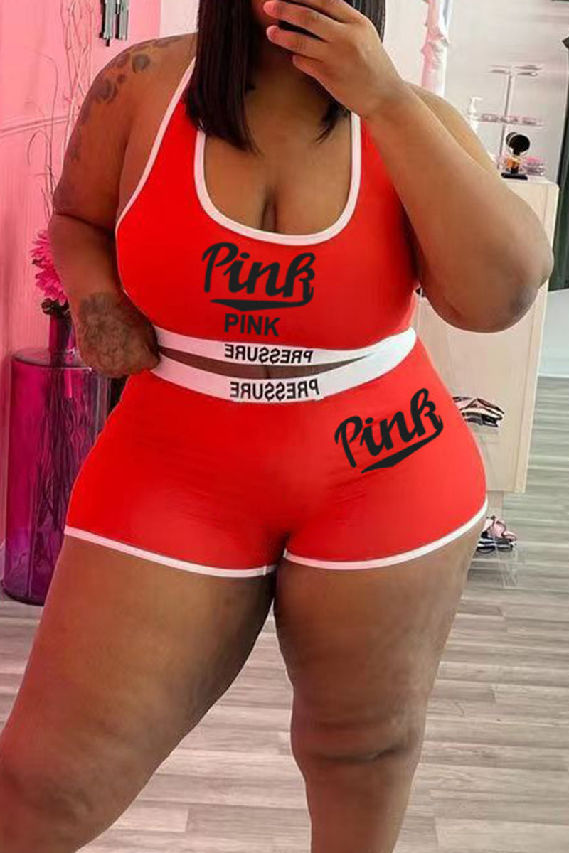 Plus Size Graphic Set Sexy Letter Print Two-piece