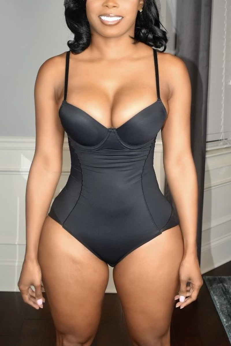 Plus Size Casual Solid Cami Bodysuits