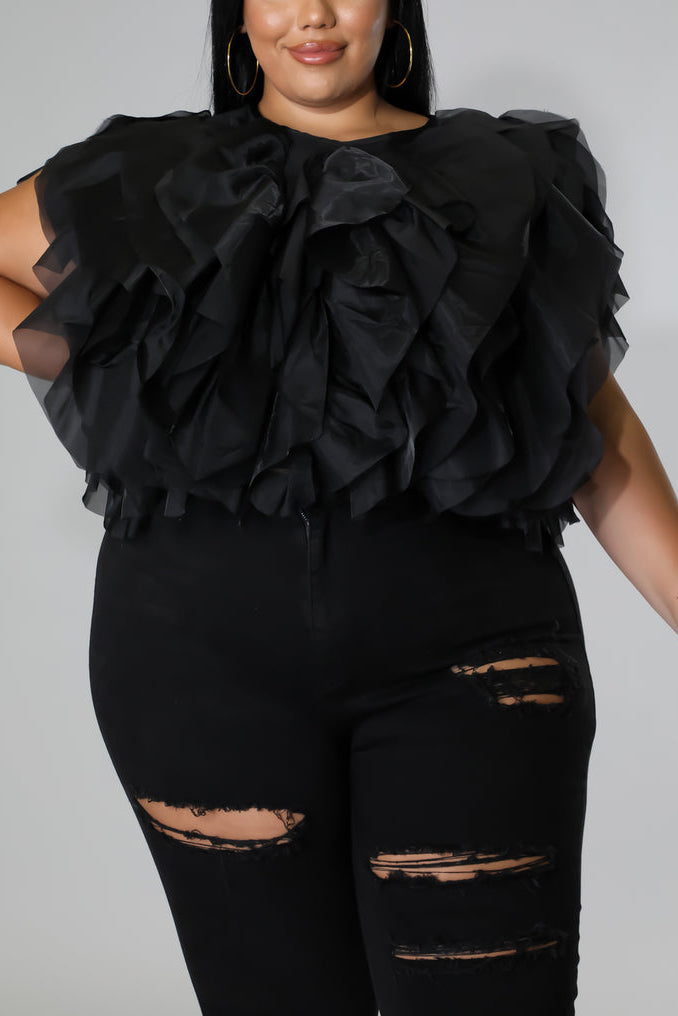 [Pre-Sale] Plus Size Casual Solid Flounce Lace Up Flounce Blouses