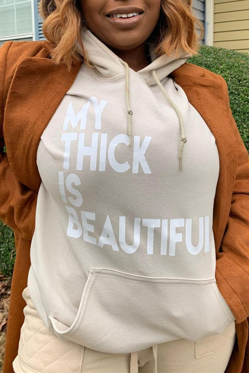 Plus Size My Thick is Beautiful Letter Print Hoodie Tops