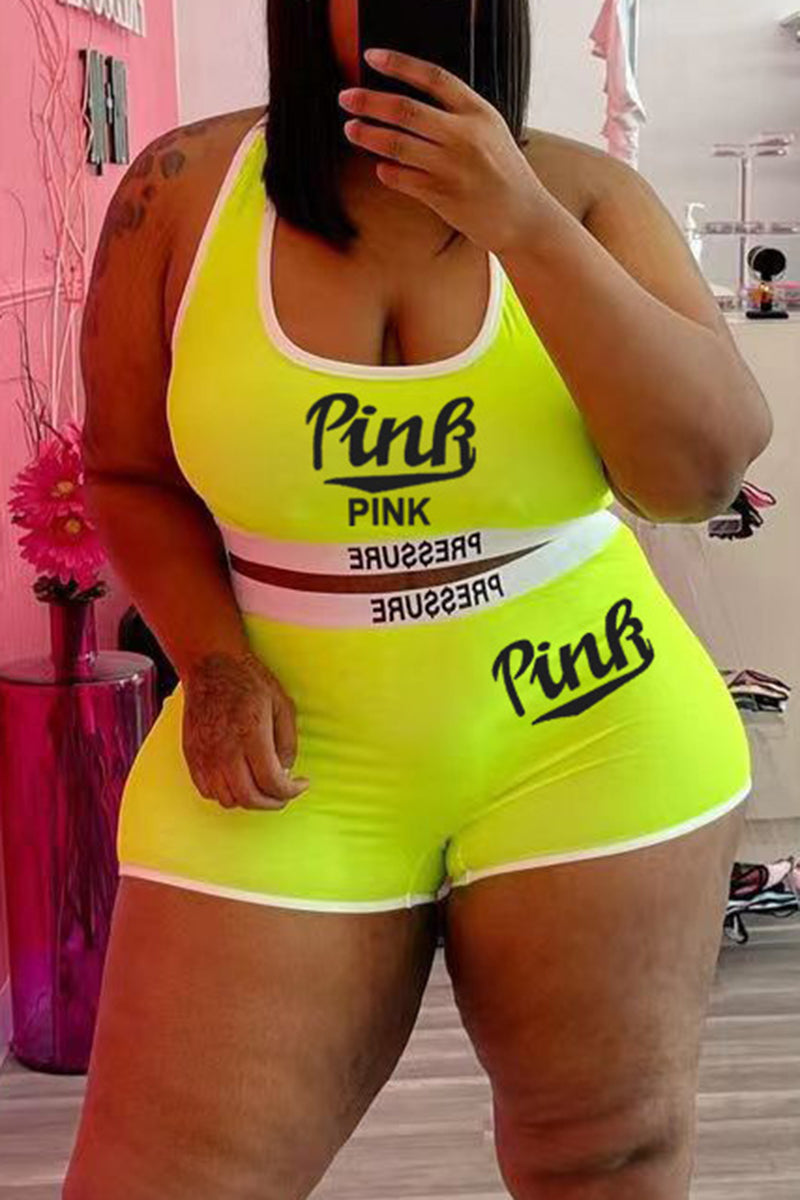 Plus Size Graphic Set Sexy Letter Print Two-piece