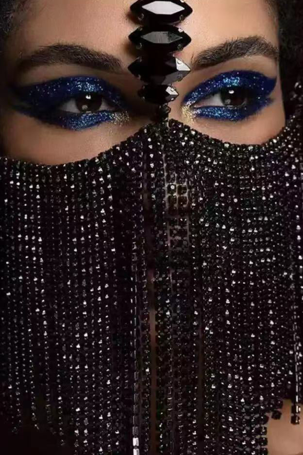 Party Rhinestone Fringe Face Mask