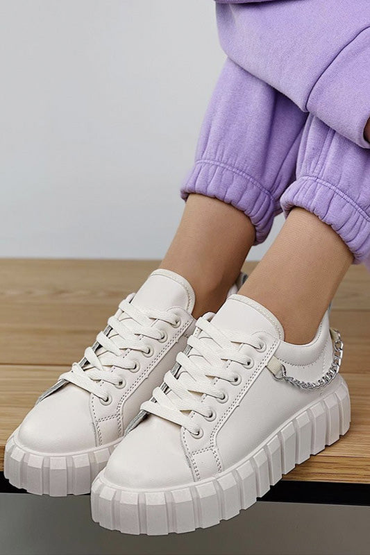 Casual PU Leather Chain Platform Shoes