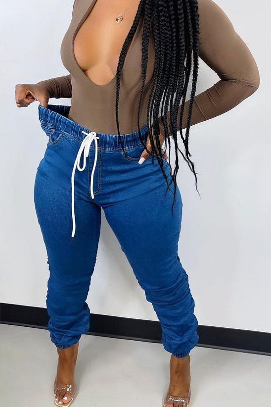 [Pre-Sale] Plus Size Casual Solid Lace Up Jeans