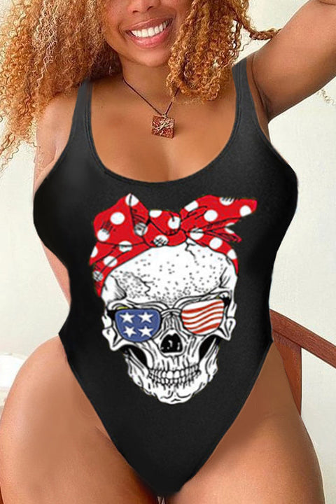 Plus Size Graphic Print Sleeveless One Piece Swimsuit