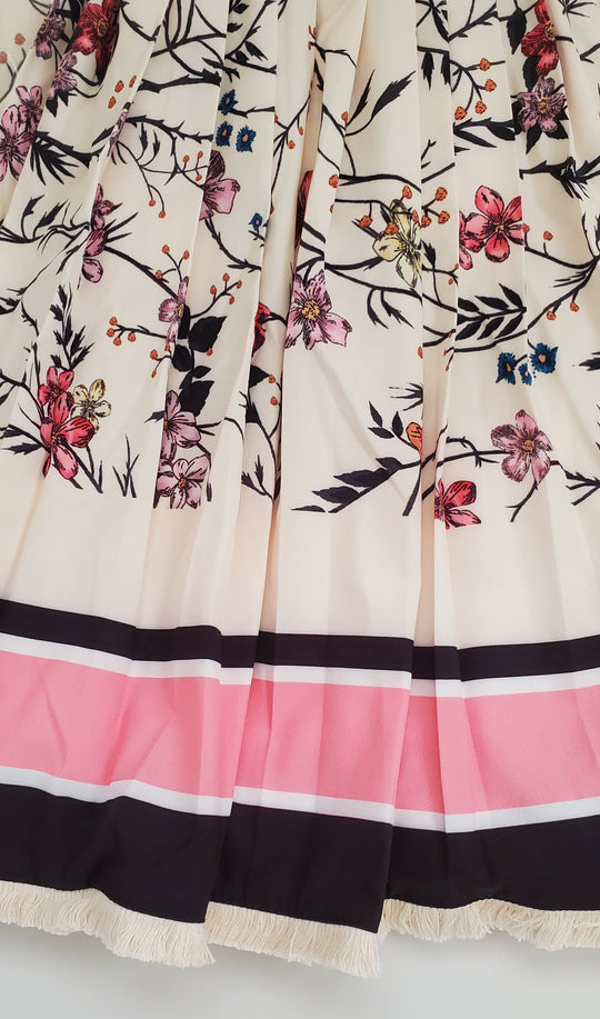 [Pre-Sale] Plus Size Elegant Floral Print Turndown Collor Two Pieces Mini Skirt Set (Without Belt)