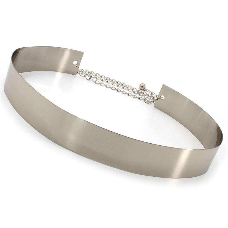 Sequin Metal Wide Mirror Ring Belt