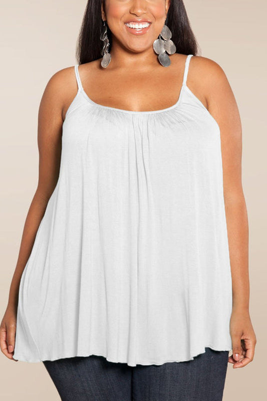 [Pre-Sale] Plus Size Casual Solid Pleated Ruched Cami Top