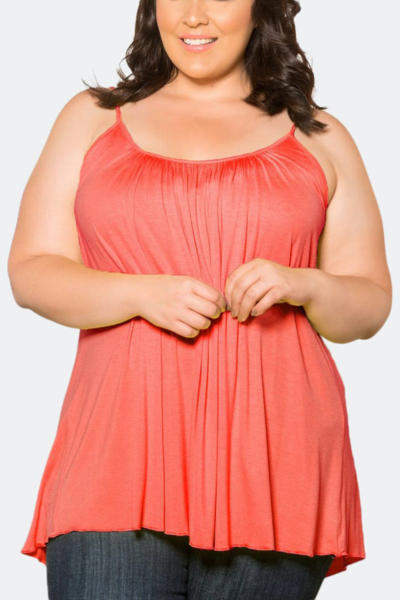 [Pre-Sale] Plus Size Casual Solid Pleated Ruched Cami Top