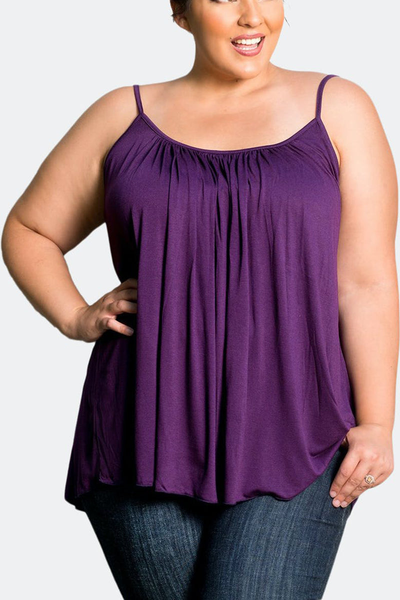 [Pre-Sale] Plus Size Casual Solid Pleated Ruched Cami Top