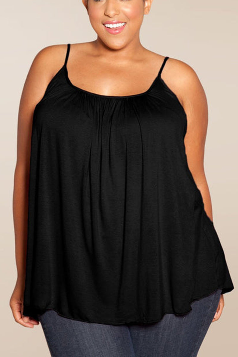 [Pre-Sale] Plus Size Casual Solid Pleated Ruched Cami Top