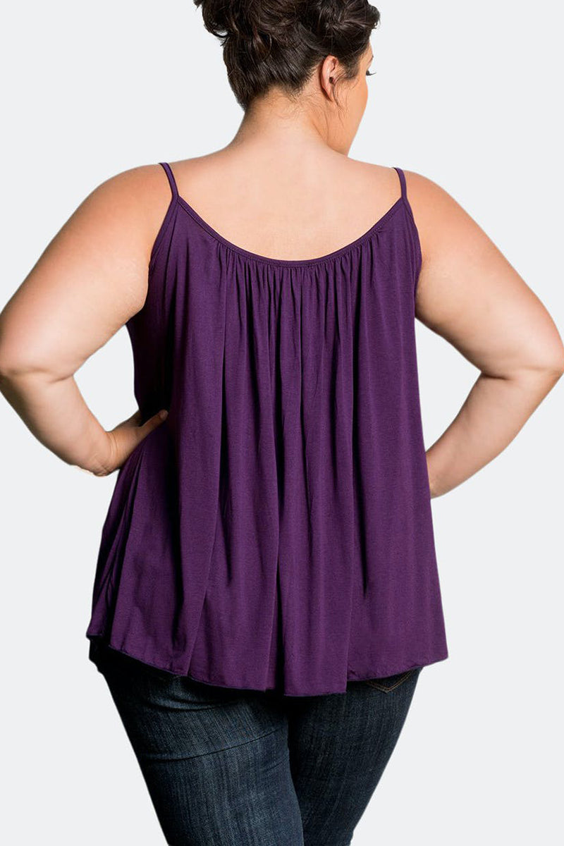 [Pre-Sale] Plus Size Casual Solid Pleated Ruched Cami Top