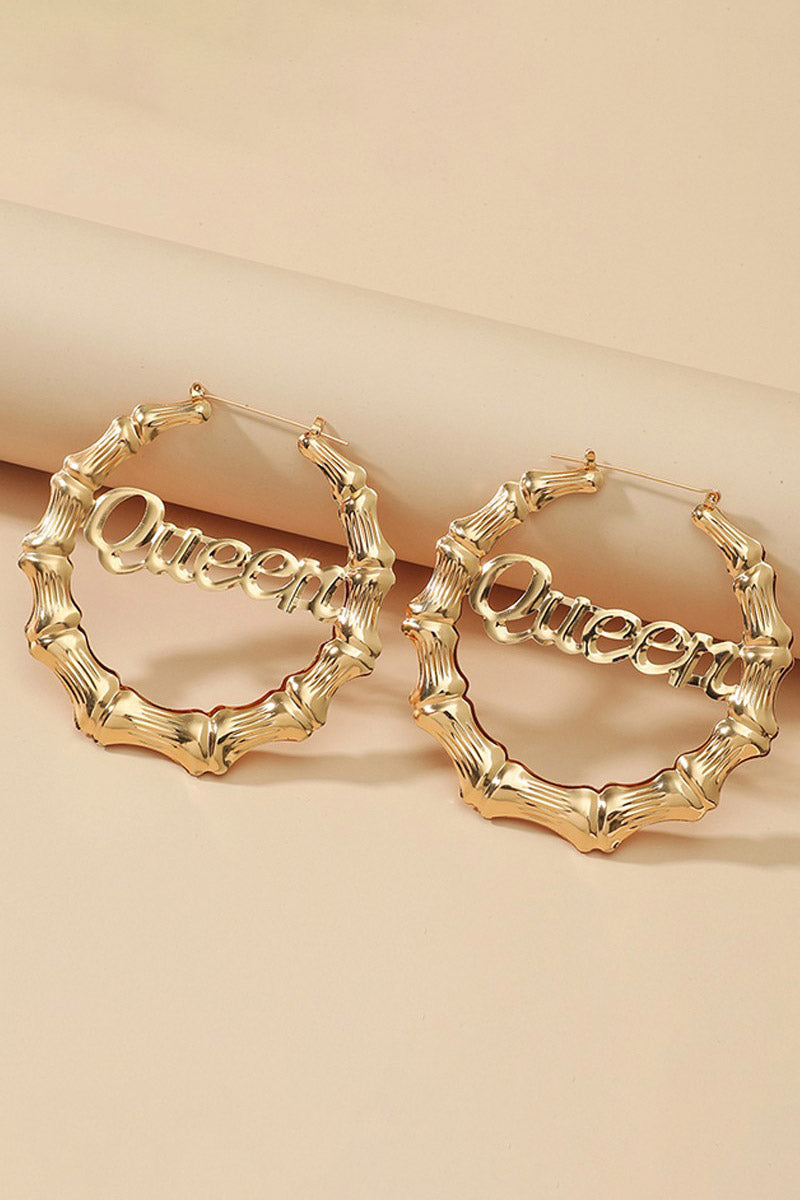 1Pair Bamboo Joint Letter Pattern Hoop Earrings