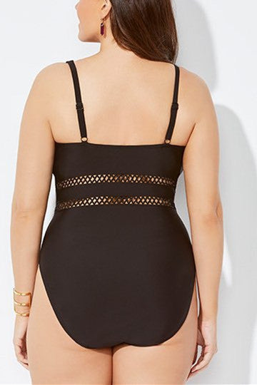 Plus Size Swimsuits V Neck One Piece Swimsuit