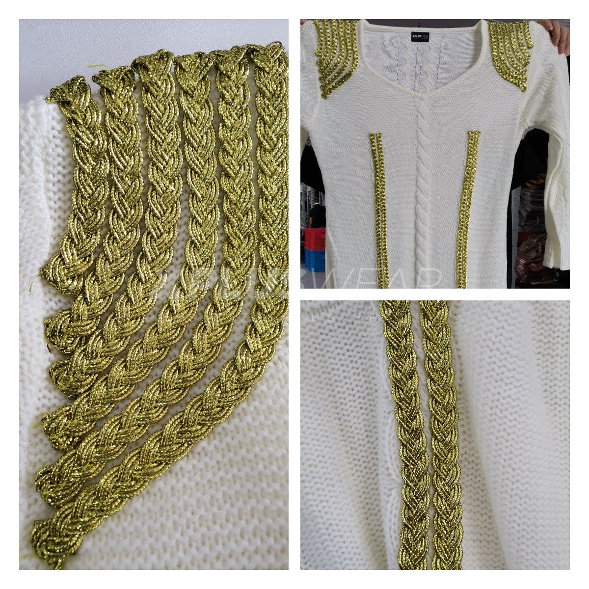 Plus Size Split Joint Long Sleeve Knit Sweater Little White Midi Dress