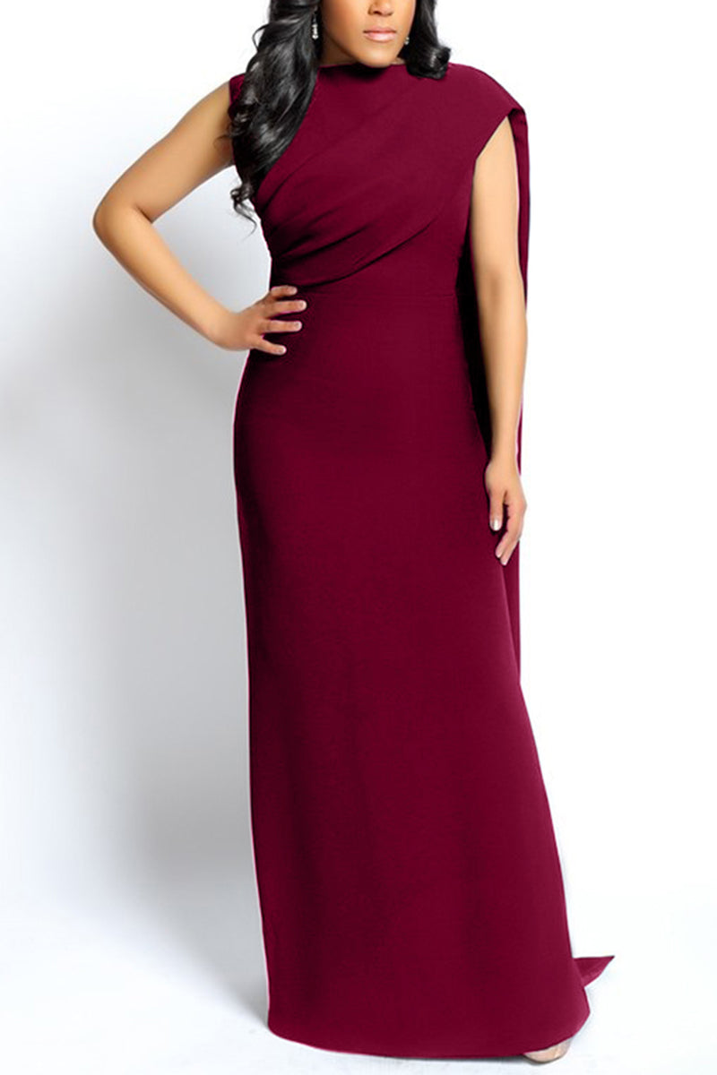 Plus Size Elegant Solid Sleeveless Floor Length Maxi Dress