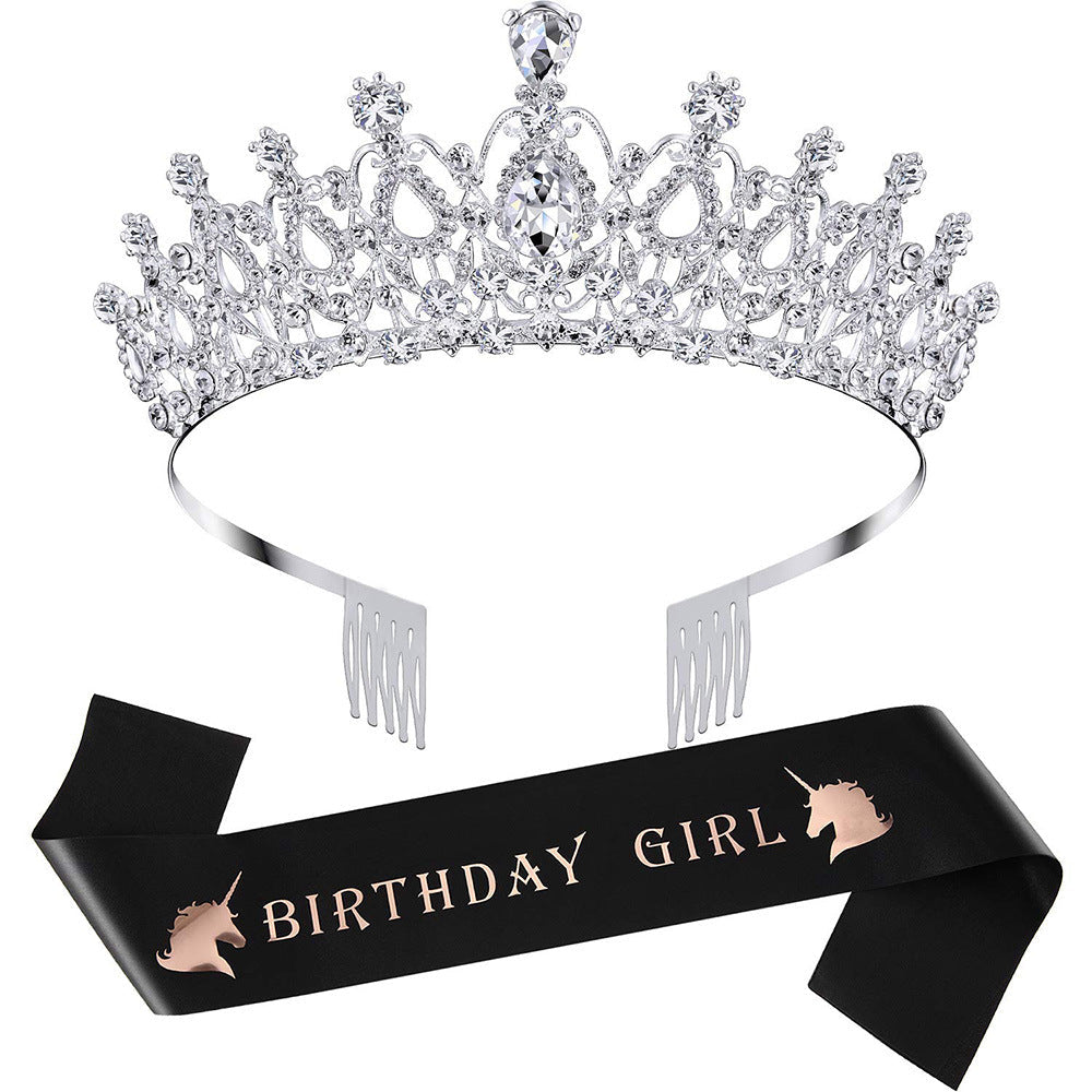 Silver Rhinestone Crystal Birthday Celebration Tiara