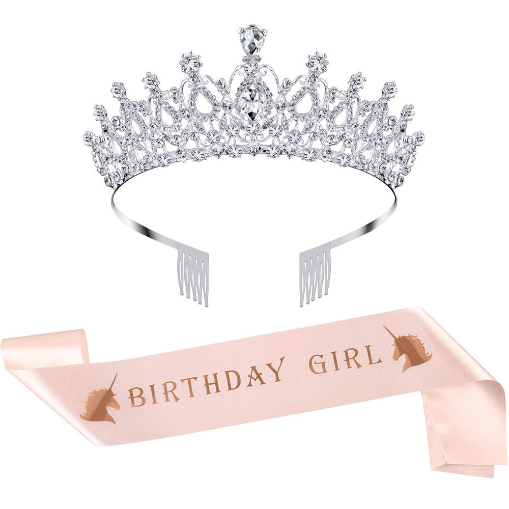 Silver Rhinestone Crystal Birthday Celebration Tiara