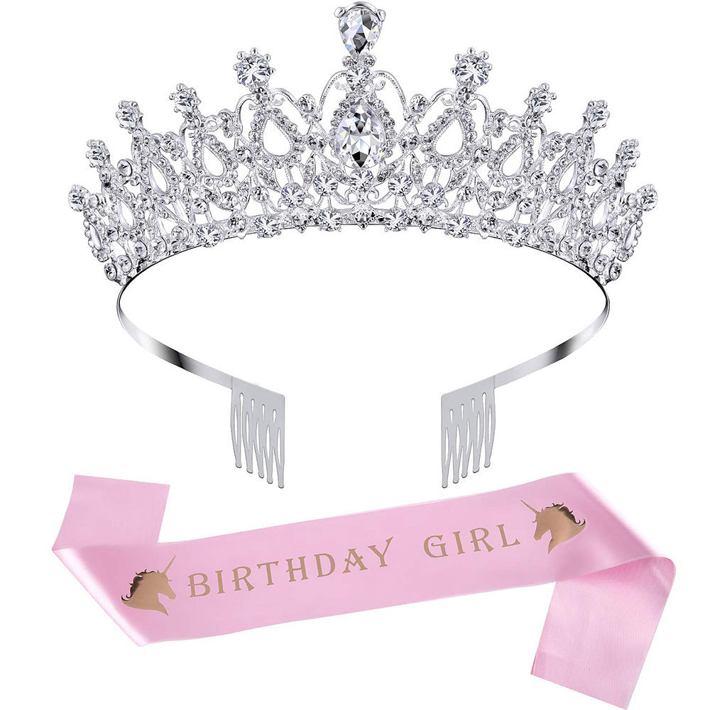 Silver Rhinestone Crystal Birthday Celebration Tiara