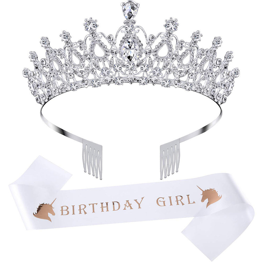 Silver Rhinestone Crystal Birthday Celebration Tiara