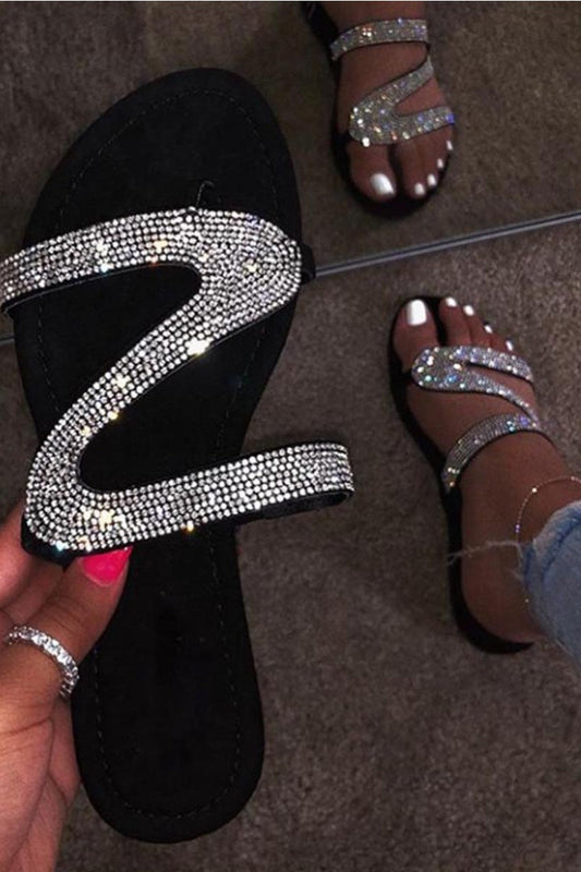 Sweet Sequined Silver Slippers Shoes