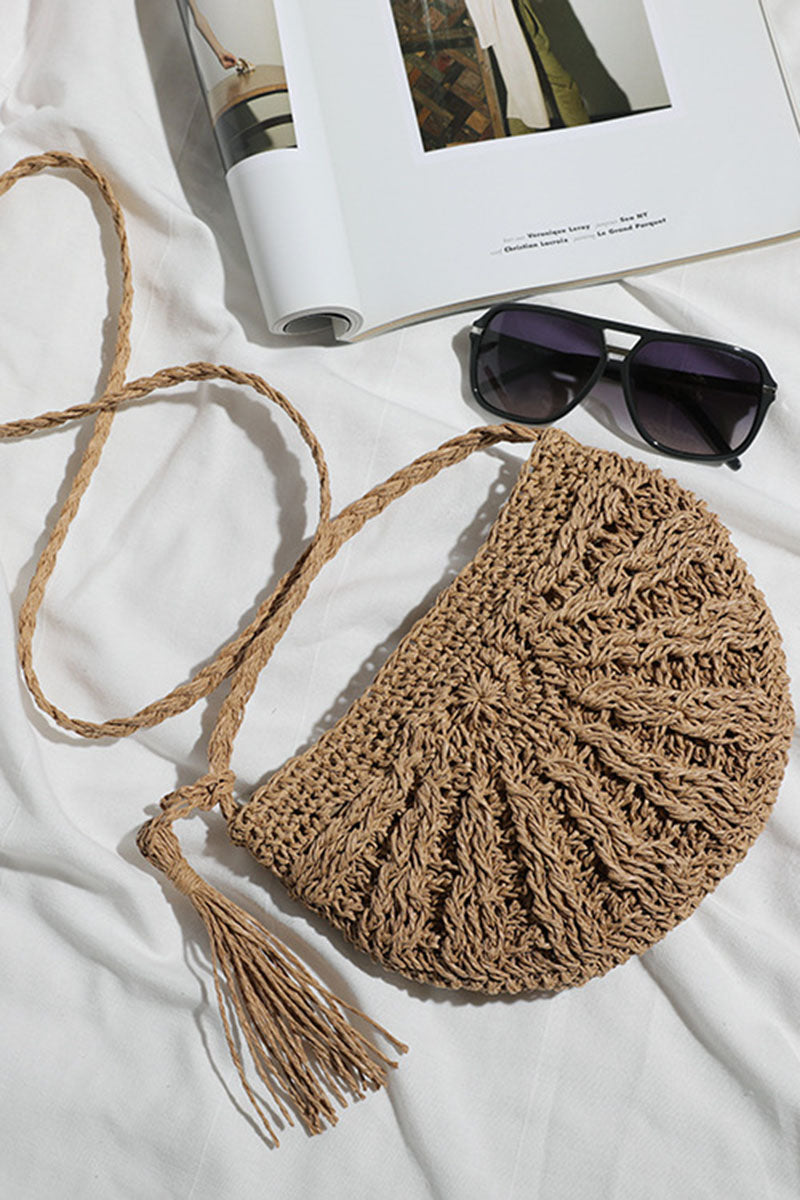 Crossbody Fringe Beach Vacation Casual Straw Bag