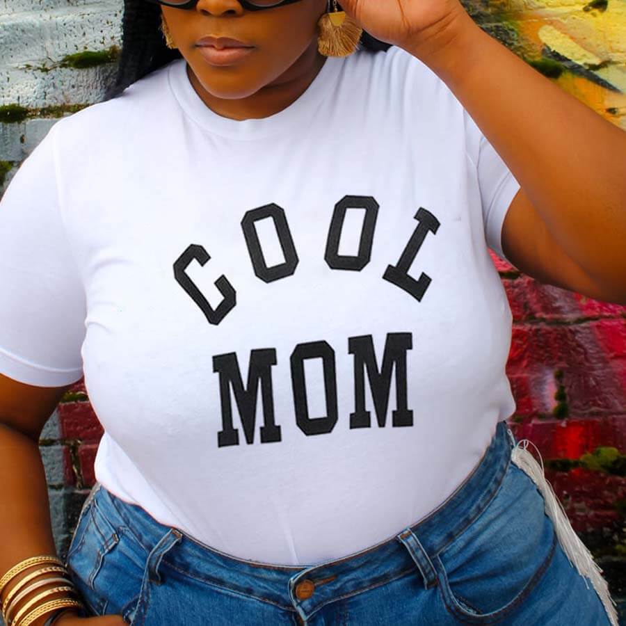 Plus Size Casual Cool Mom Round Neck Short Sleeve T Shirt