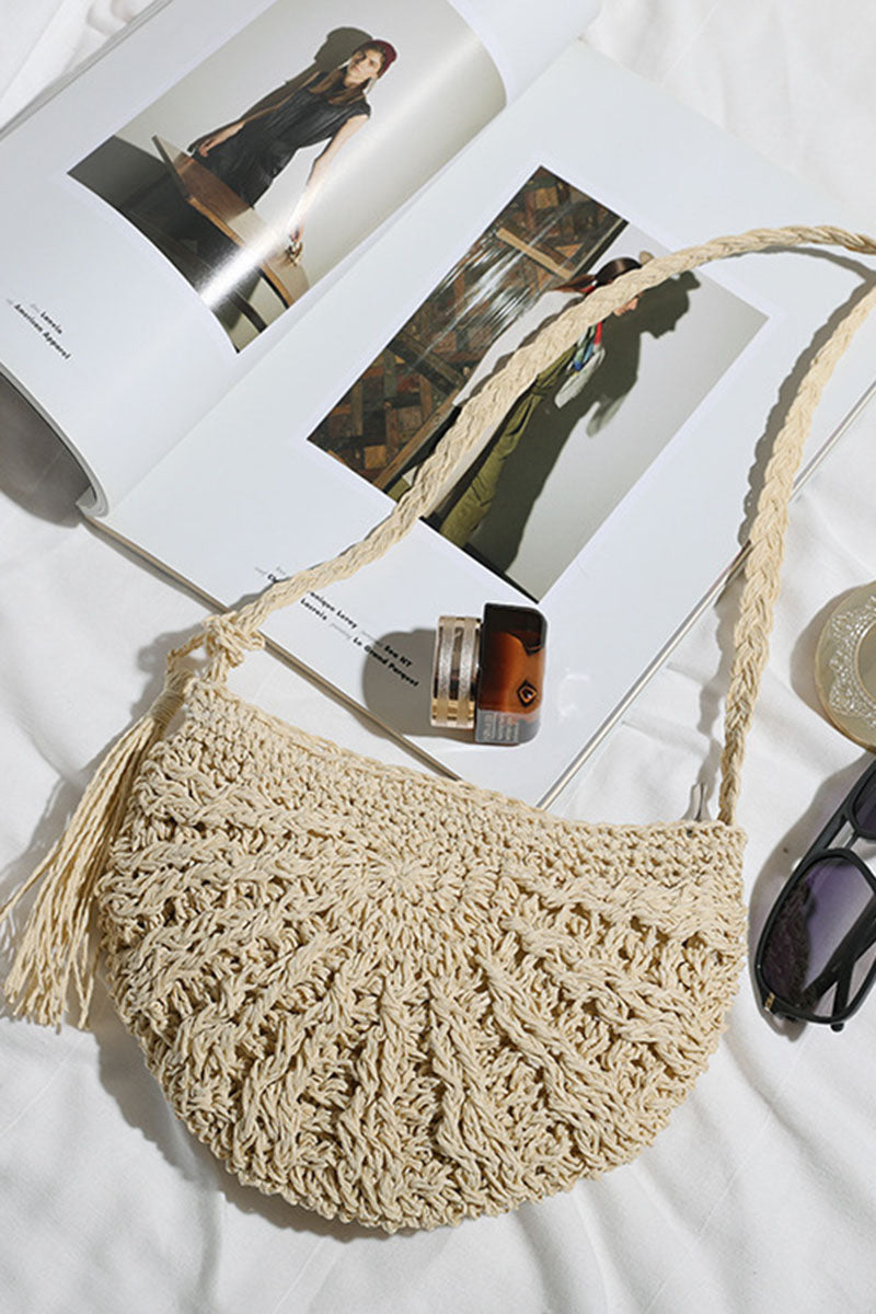 Crossbody Fringe Beach Vacation Casual Straw Bag