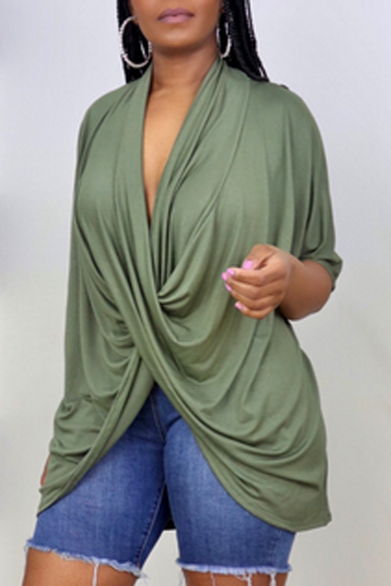 Plus Size Casual Loose Tunic Short Sleeve Blouses