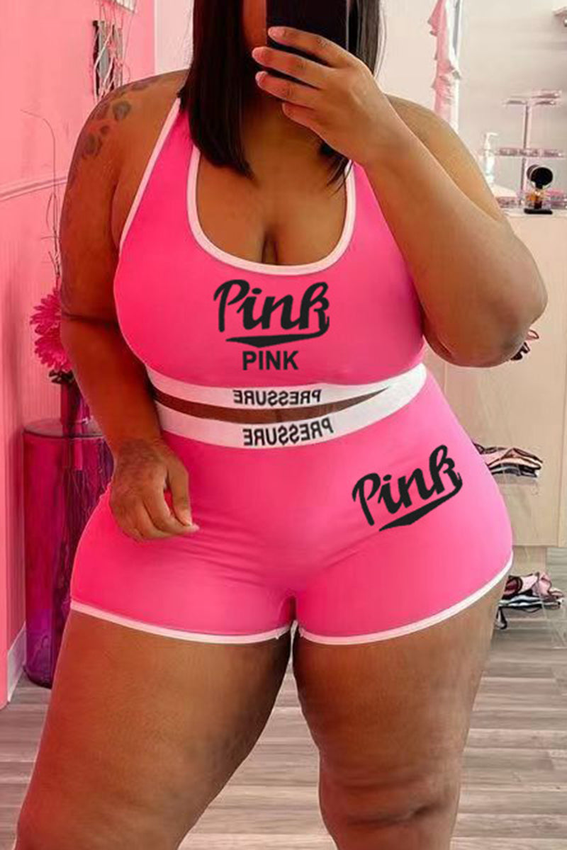 Plus Size Graphic Set Sexy Letter Print Two-piece