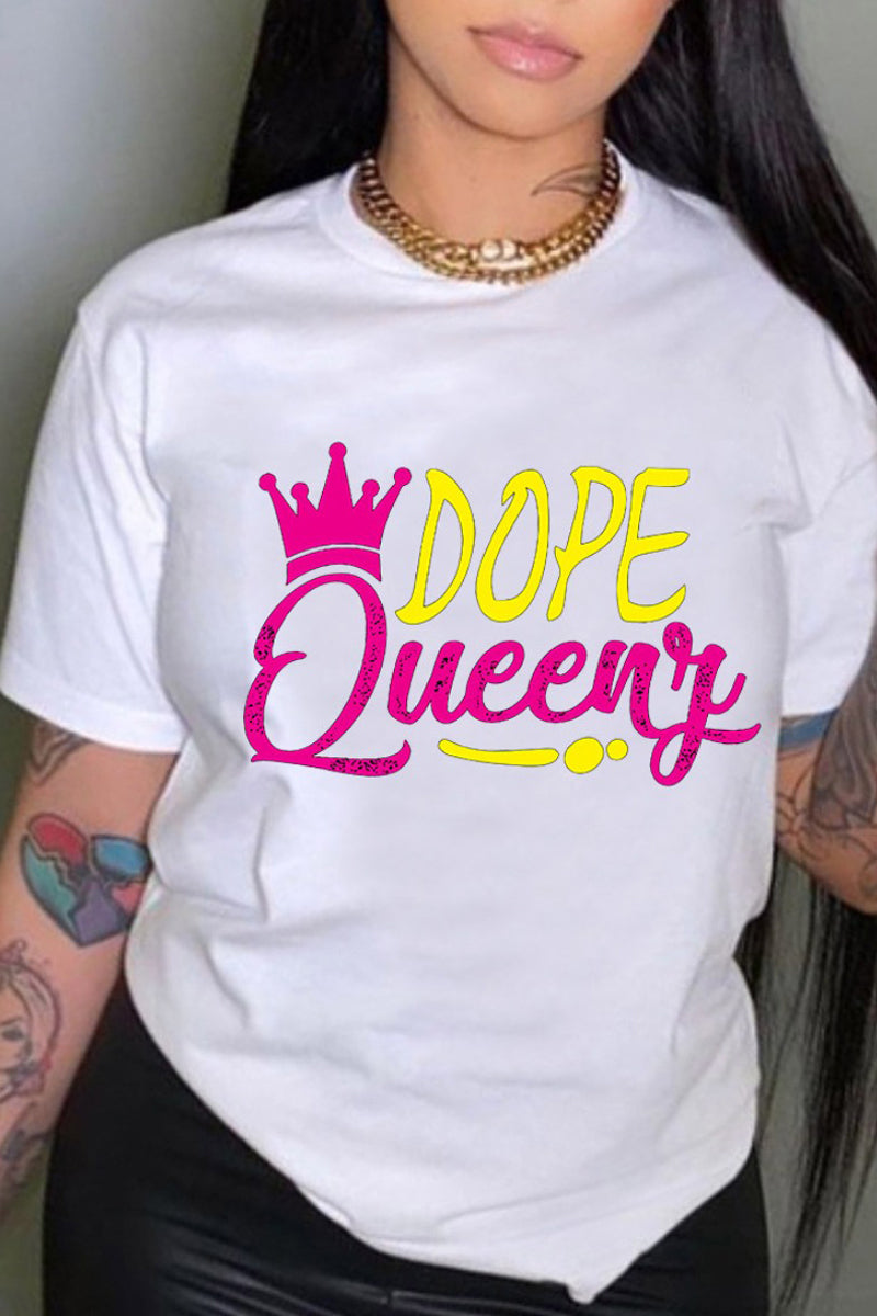 Plus Size Dope Queeny Round Neck Short Sleeve T Shirt