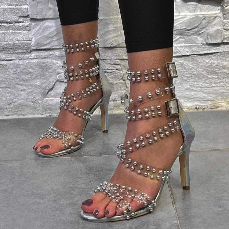 Street Round Ball Head Stiletto High Heel Sandals