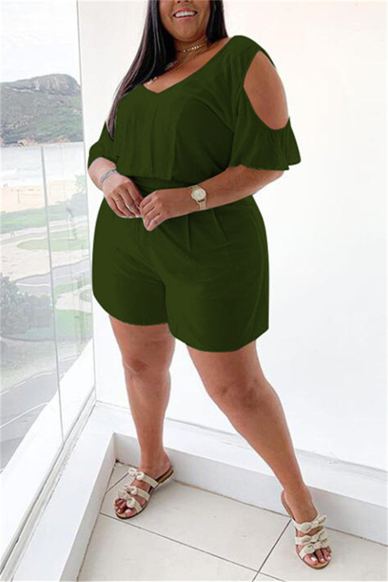 Plus Size Casual Short Sleeve Sleeveless Jumpsuits