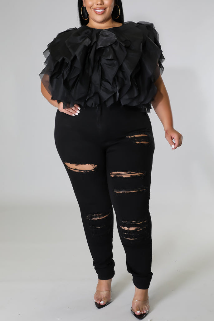 [Pre-Sale] Plus Size Casual Solid Flounce Lace Up Flounce Blouses