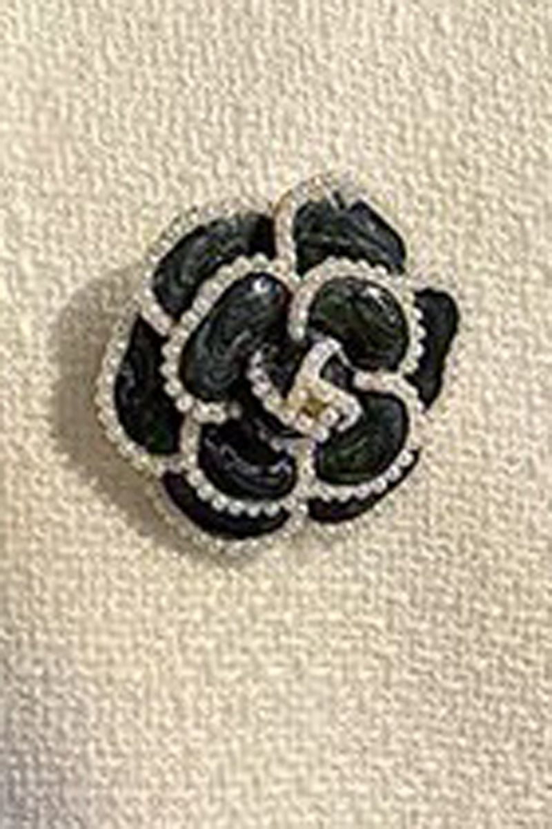 Vintage Rose Flower Pearls Brooch