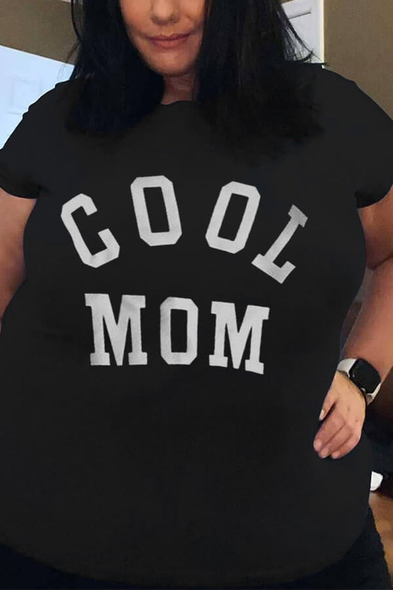 Plus Size Casual Cool Mom Round Neck Short Sleeve T Shirt