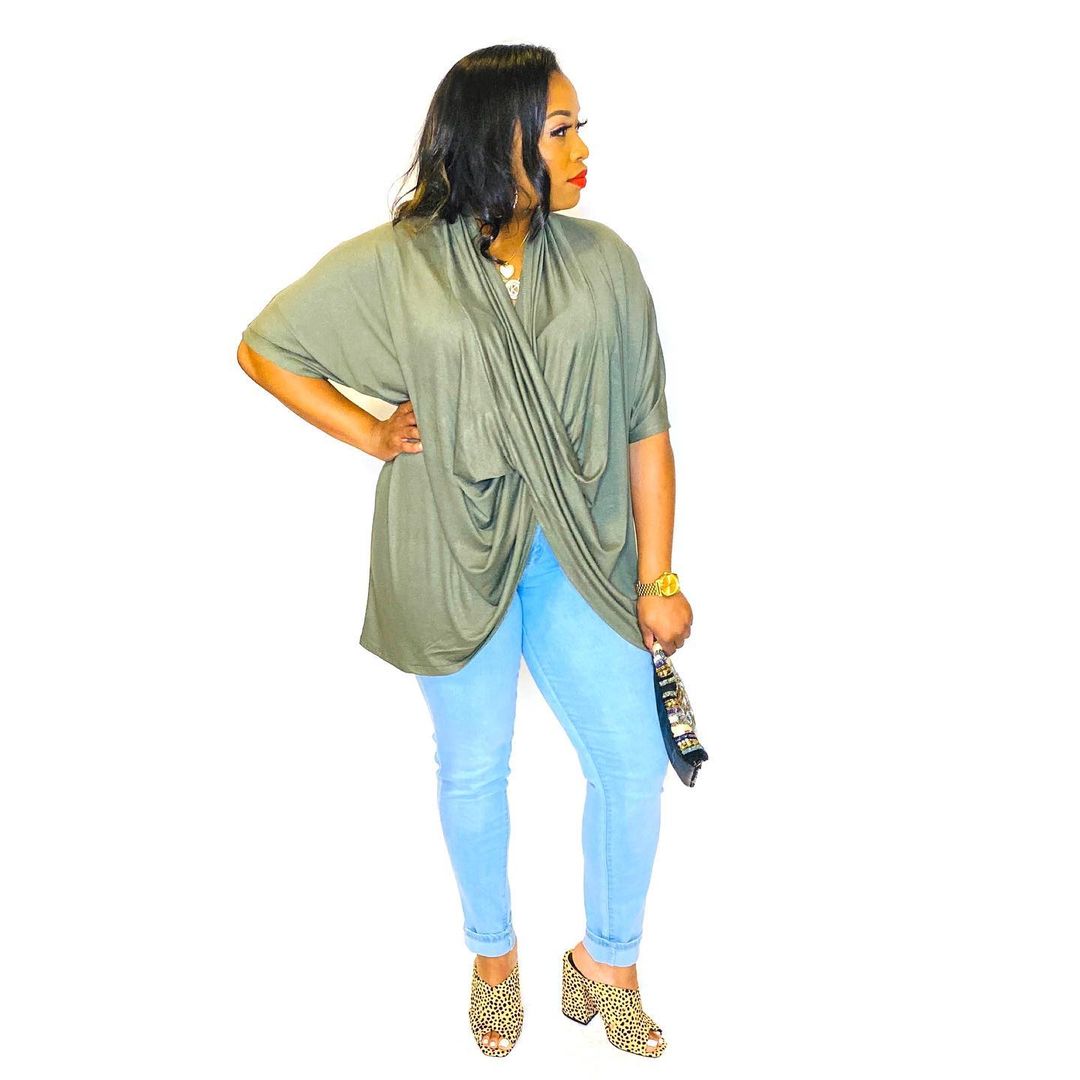 Plus Size Casual Loose Tunic Short Sleeve Blouses