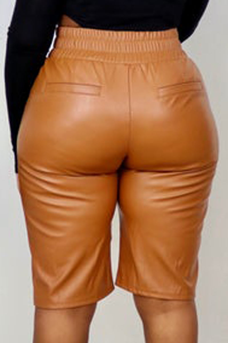 Plus Size Casual PU Leather Harper Shorts