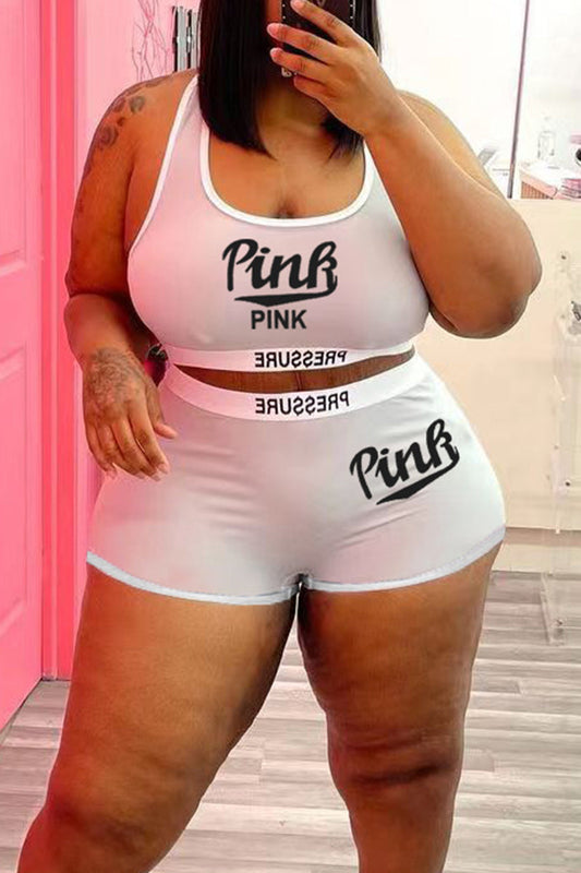 Plus Size Graphic Set Sexy Letter Print Two-piece