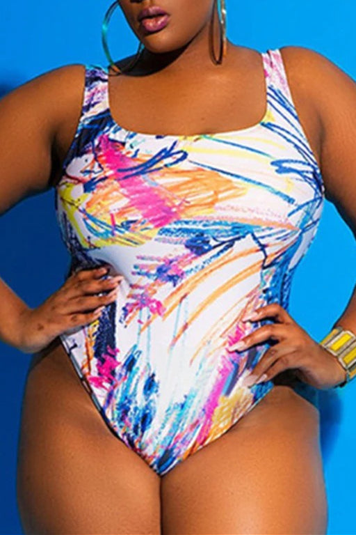 Plus Size Printed Swimwear-Z216C