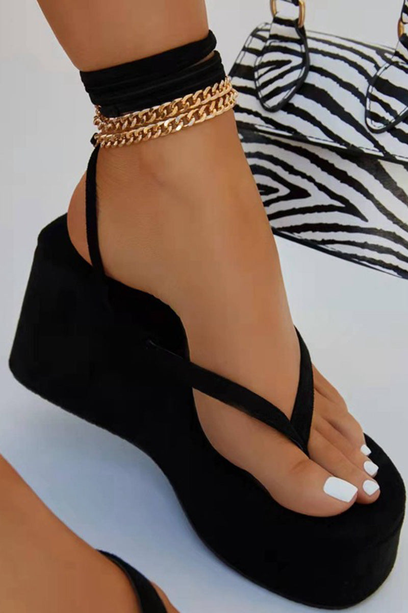 Cross Lace Up Platform Flip-flop Sandals