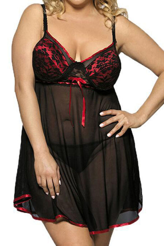 Plus Size Bow-knot Lace Cami Lingerie