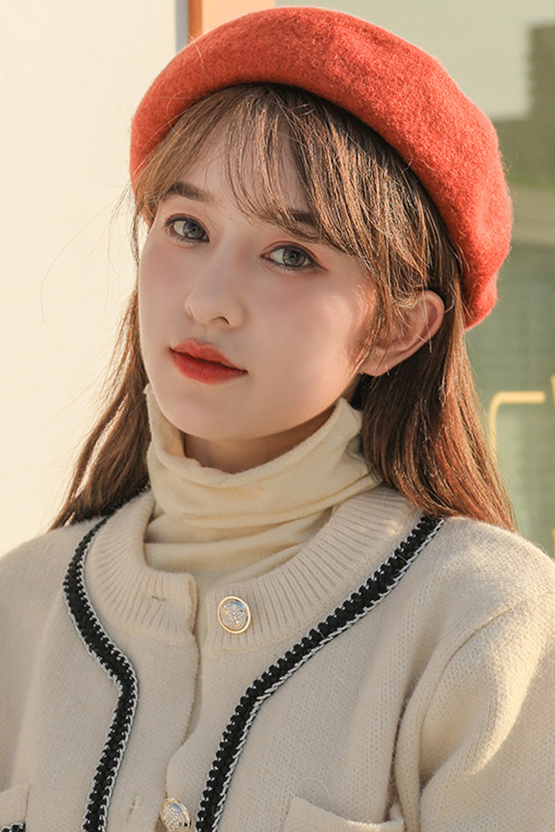 Casual Retro Solid Wool Beret Hat