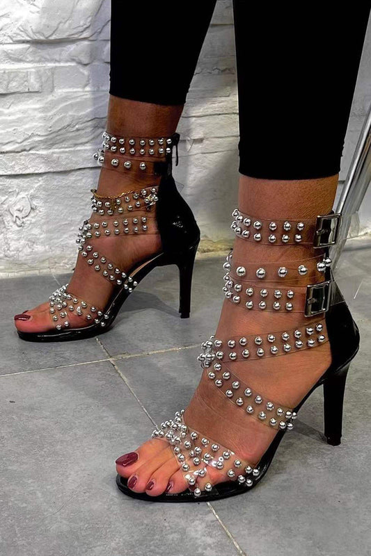 Street Round Ball Head Stiletto High Heel Sandals