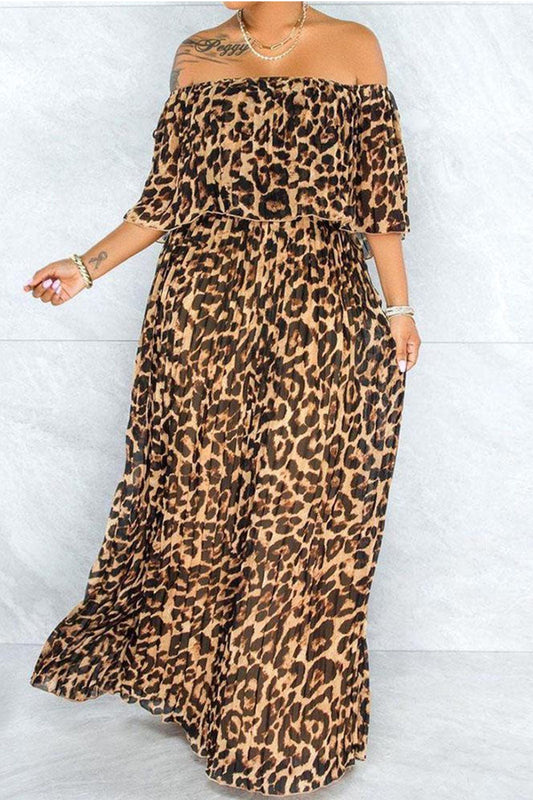 Plus Size Leopard Print Maxi Dress