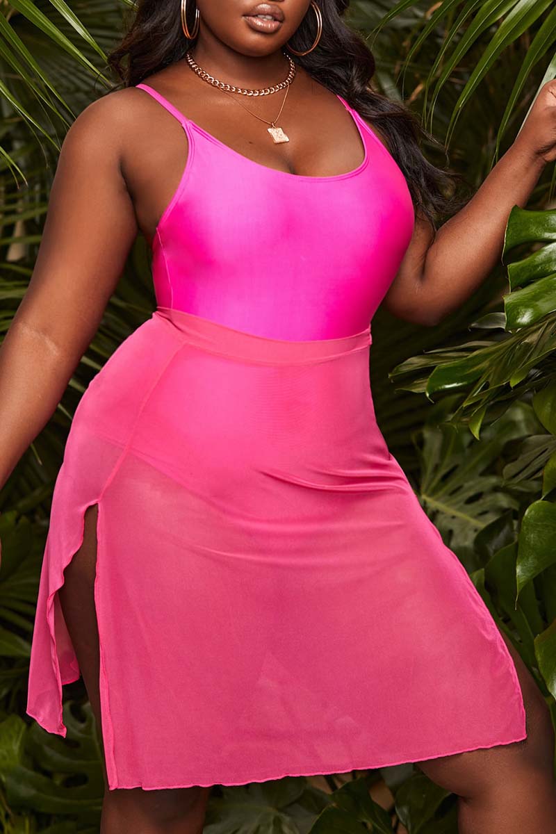 Plus Size Solid Cami One Piece Swimsuit