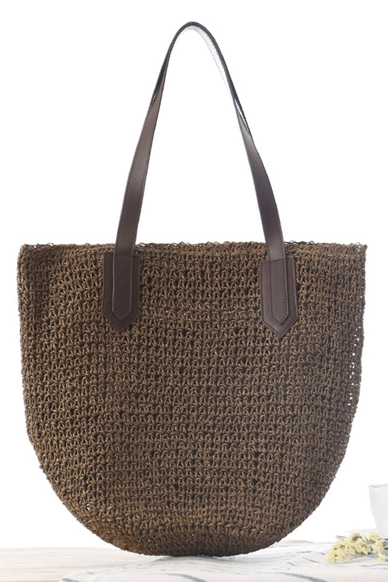 Plain Casual Beach Straw Shoulder Bag