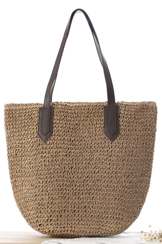 Plain Casual Beach Straw Shoulder Bag