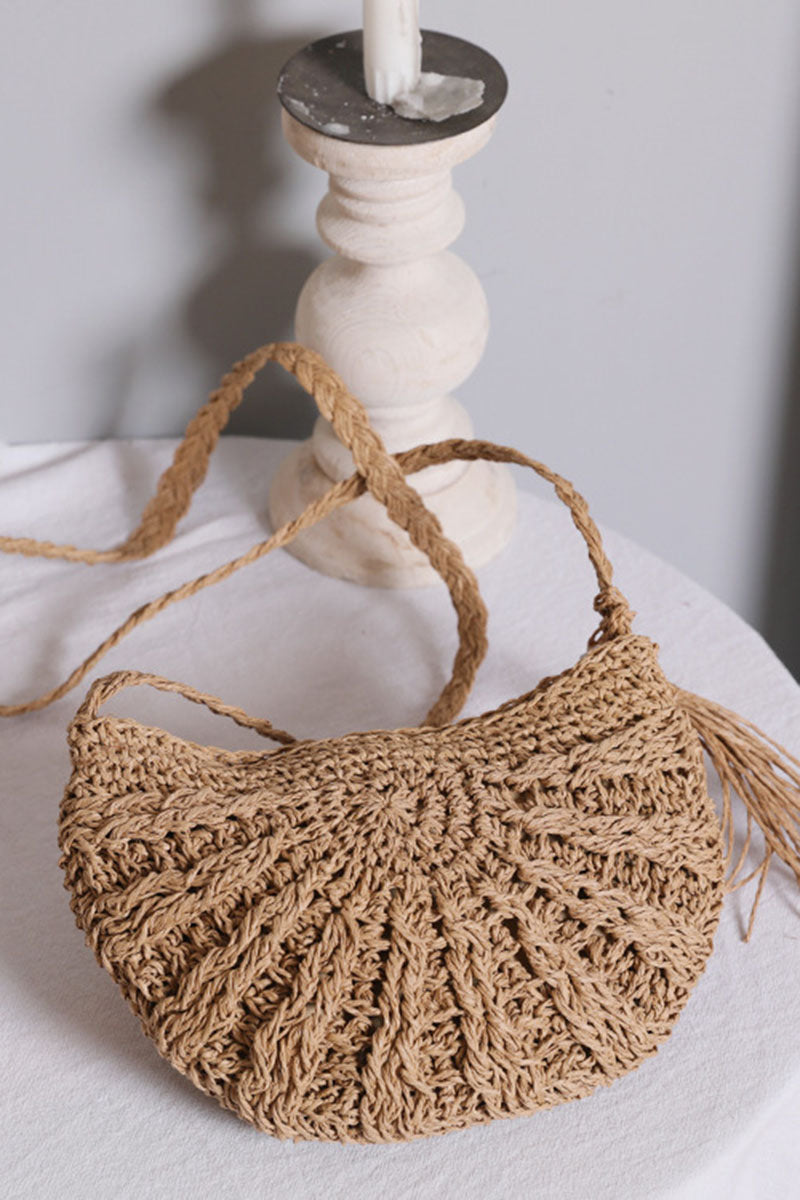 Crossbody Fringe Beach Vacation Casual Straw Bag