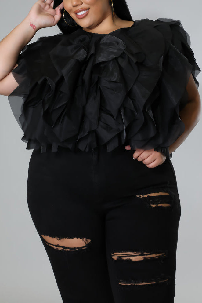 [Pre-Sale] Plus Size Casual Solid Flounce Lace Up Flounce Blouses